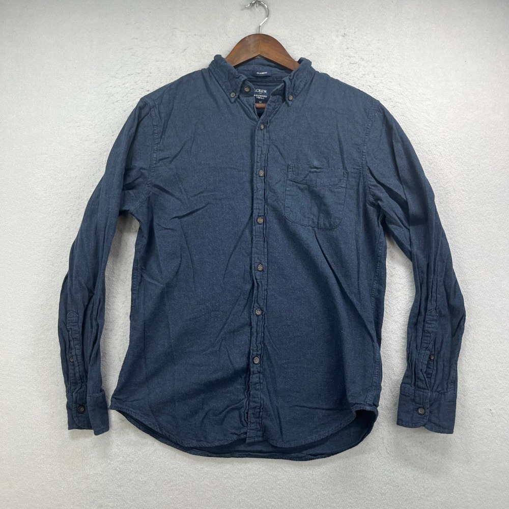 J Crew Button Down Shirt Mens M Blue Brushed Twill Classic Long Sleeve Preppy